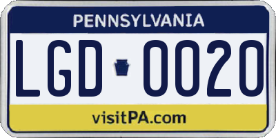 PA license plate LGD0020