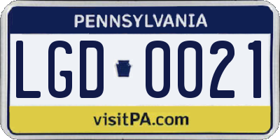 PA license plate LGD0021