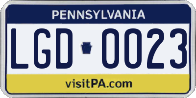 PA license plate LGD0023