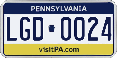 PA license plate LGD0024