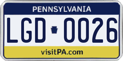 PA license plate LGD0026