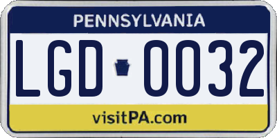 PA license plate LGD0032