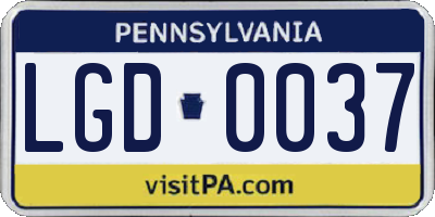 PA license plate LGD0037