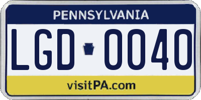 PA license plate LGD0040