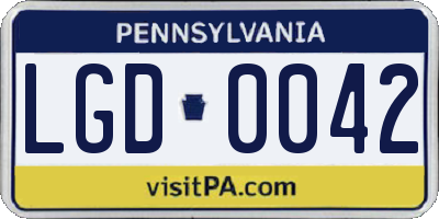 PA license plate LGD0042