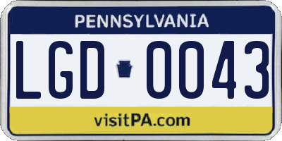 PA license plate LGD0043