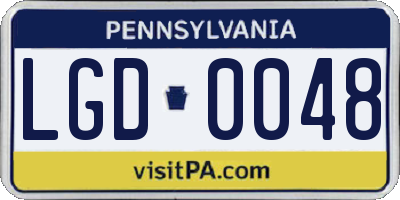 PA license plate LGD0048