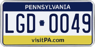 PA license plate LGD0049