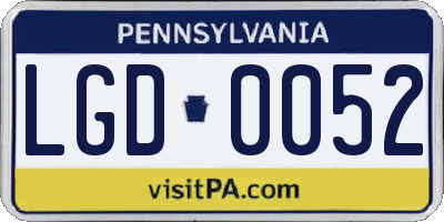 PA license plate LGD0052