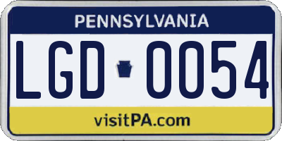 PA license plate LGD0054