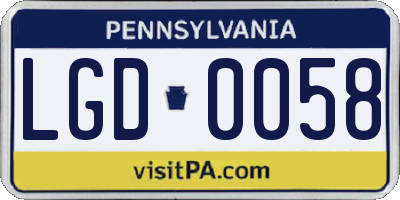 PA license plate LGD0058
