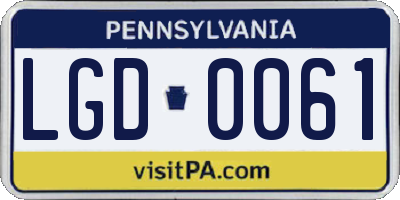 PA license plate LGD0061