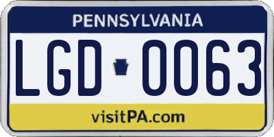 PA license plate LGD0063