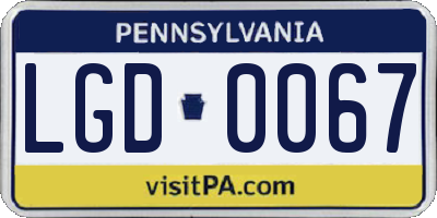 PA license plate LGD0067