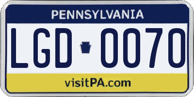 PA license plate LGD0070