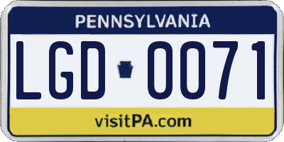 PA license plate LGD0071