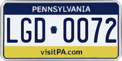 PA license plate LGD0072