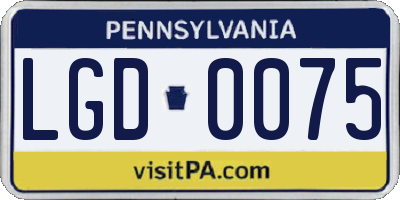 PA license plate LGD0075