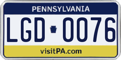 PA license plate LGD0076