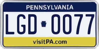 PA license plate LGD0077