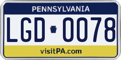 PA license plate LGD0078