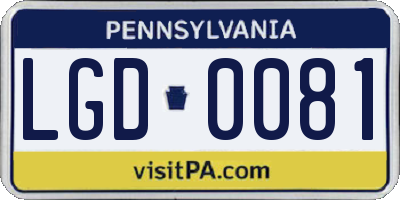 PA license plate LGD0081