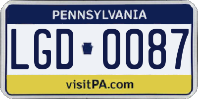 PA license plate LGD0087