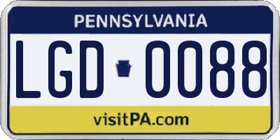 PA license plate LGD0088