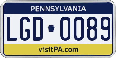 PA license plate LGD0089