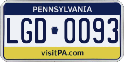 PA license plate LGD0093