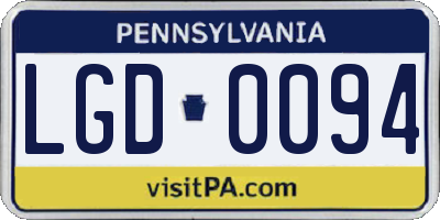 PA license plate LGD0094