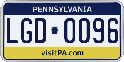PA license plate LGD0096