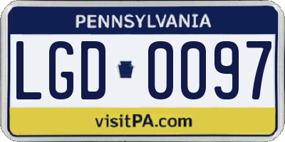 PA license plate LGD0097