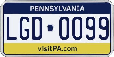 PA license plate LGD0099
