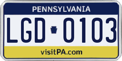 PA license plate LGD0103