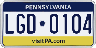 PA license plate LGD0104