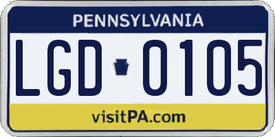 PA license plate LGD0105