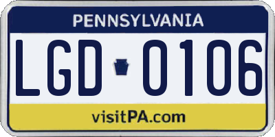 PA license plate LGD0106