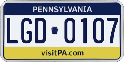 PA license plate LGD0107