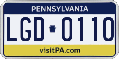 PA license plate LGD0110