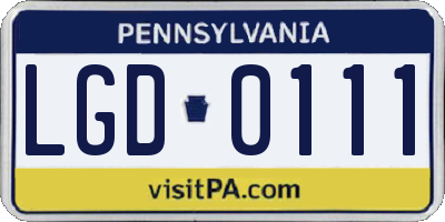PA license plate LGD0111