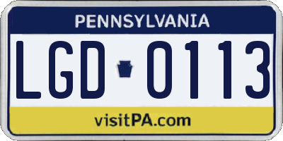 PA license plate LGD0113