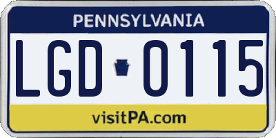 PA license plate LGD0115