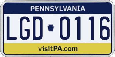 PA license plate LGD0116