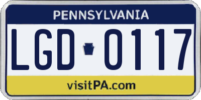 PA license plate LGD0117