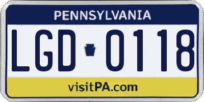 PA license plate LGD0118
