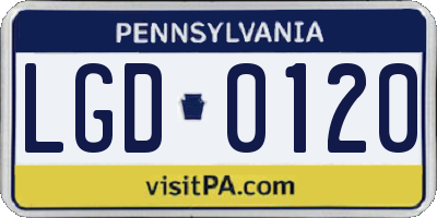 PA license plate LGD0120
