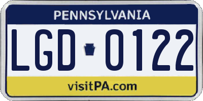 PA license plate LGD0122