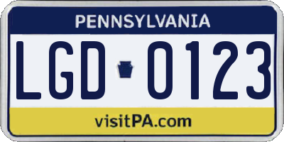 PA license plate LGD0123