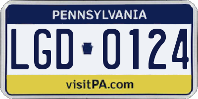 PA license plate LGD0124